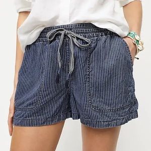 J Crew Seaside Pull On Striped Blue Summer Shorts